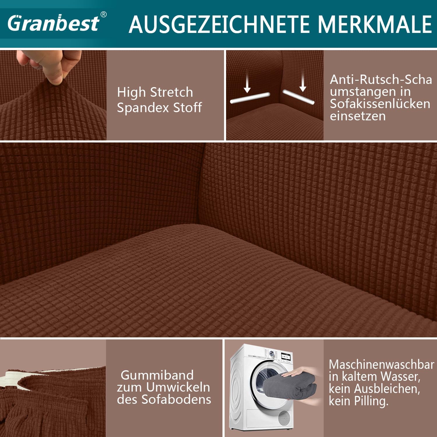 Granbest - Housse canapé Jacquard - 3 places - Protection animaux, café