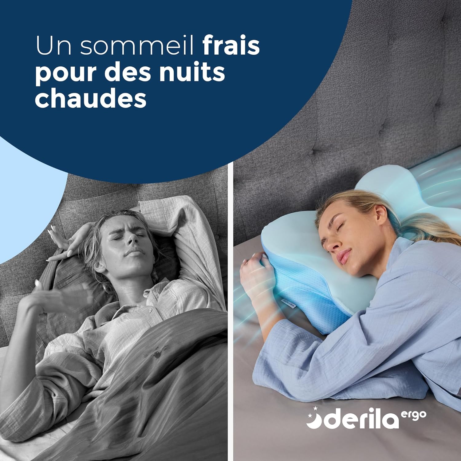 Derila - Ergo Housse Oreiller - 60x40 cm - taie douce et respirante