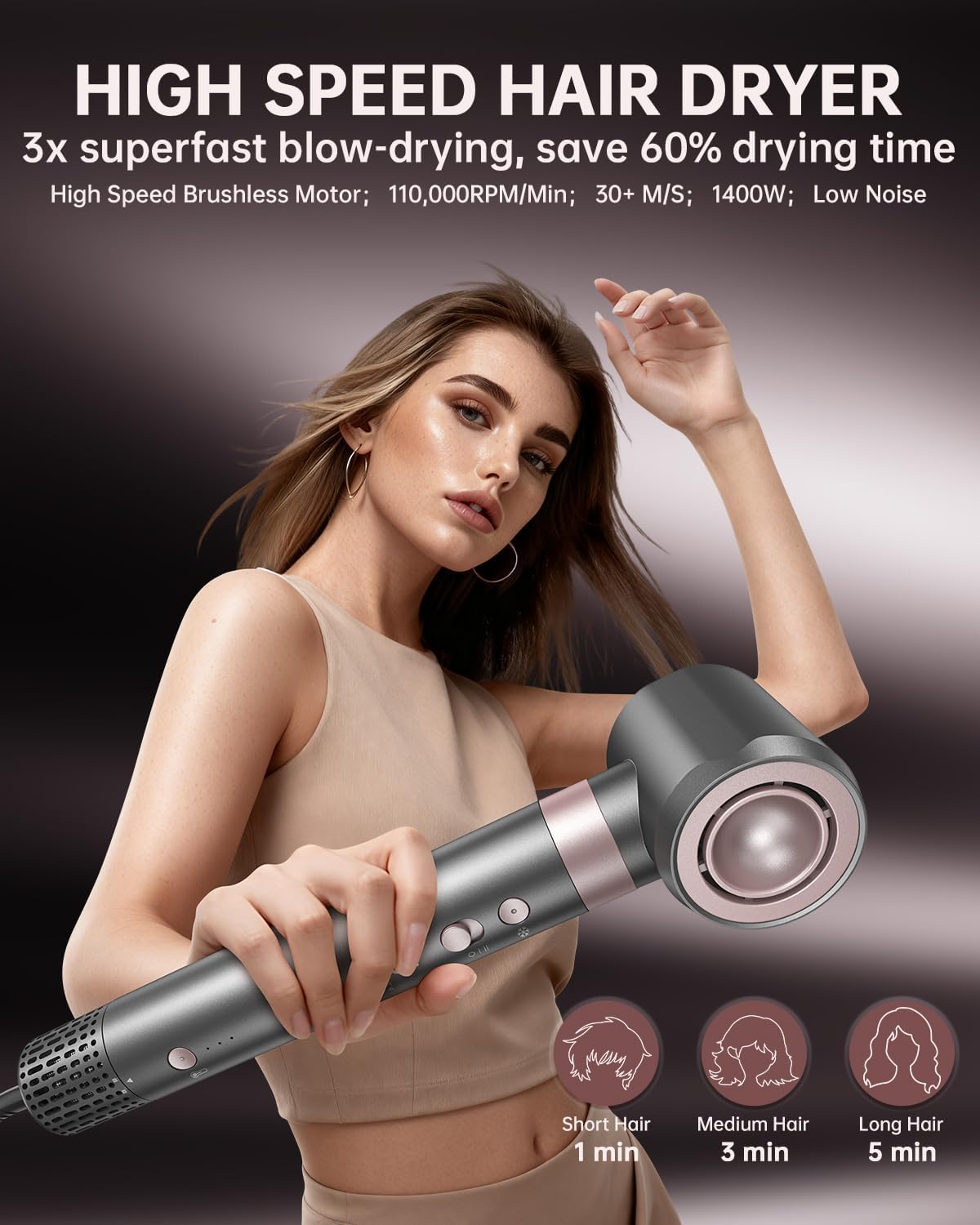 webeauty – Double Tension série – 1400W – boucleur auto, ions négatifs, 110000TR/Min