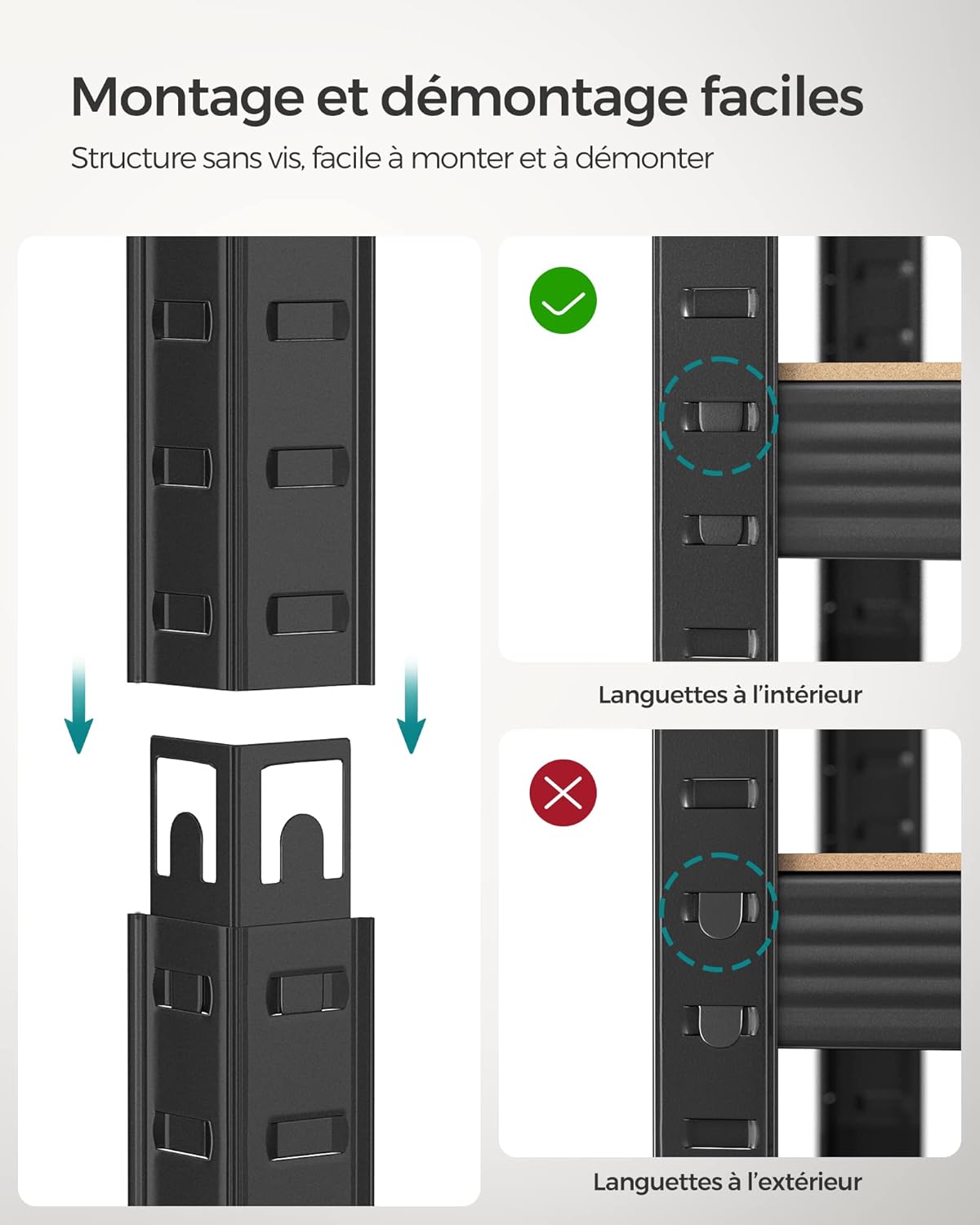 SONGMICS - étagère 5 niveaux 40x90x180 cm, 875kg, planches réglables, GLR040B22