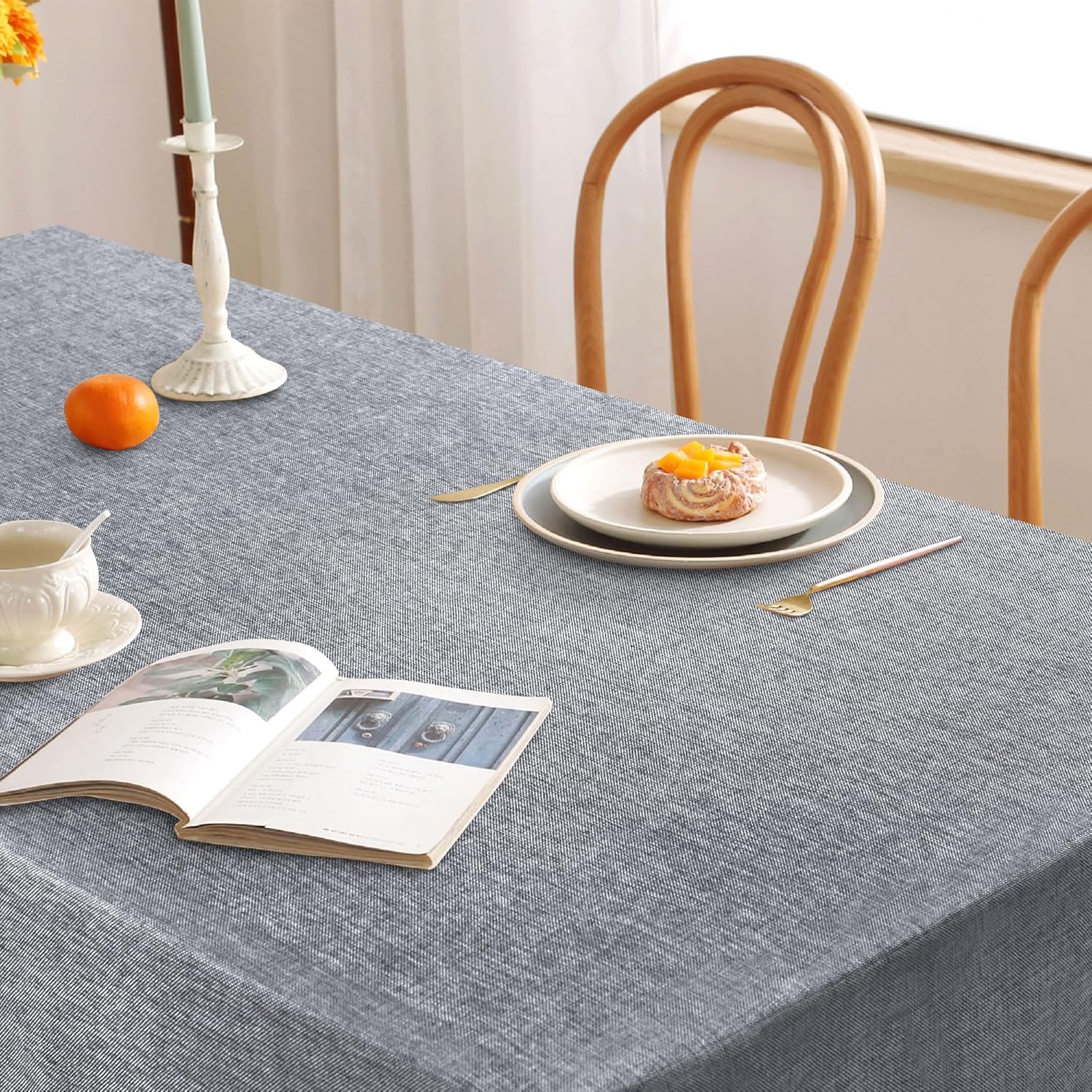 DWCN - nappe aspect lin - 135x260cm - lavable, imperméable, anti-tache