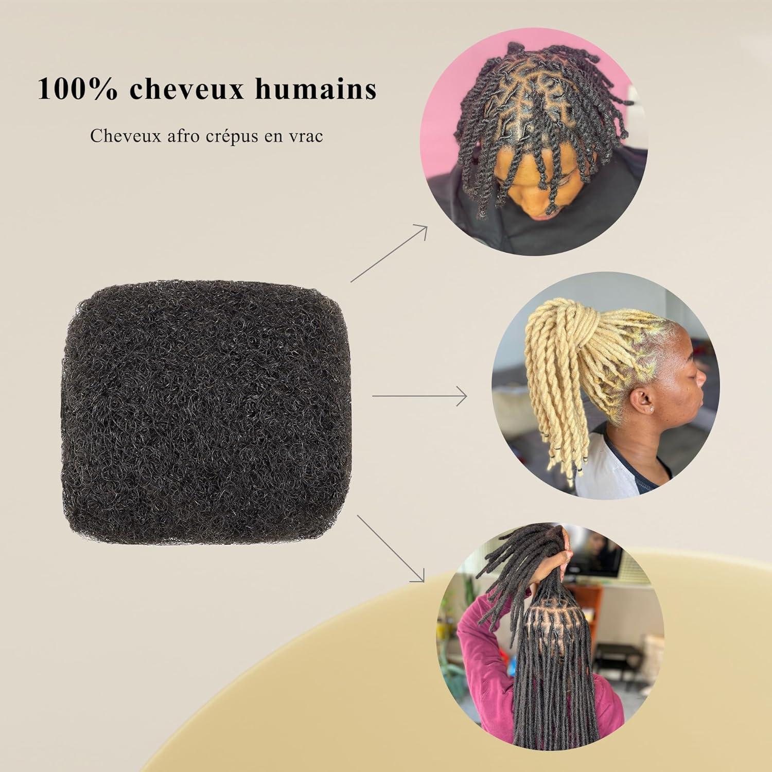 Extension cheveux naturels afro kinky, 14 pouces, 1 paquet, noir