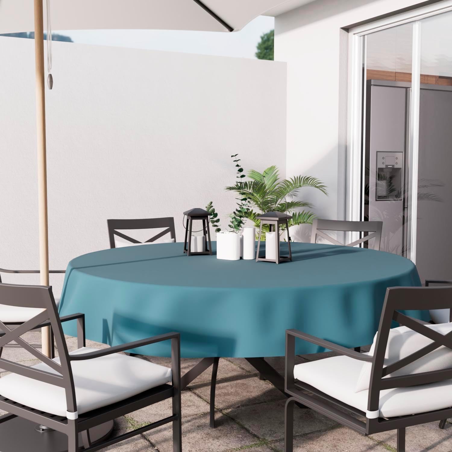 Soleil d'Ocre - Alix Nappe Ronde - 180 cm - polyester, anti-tâches, bleu céladon