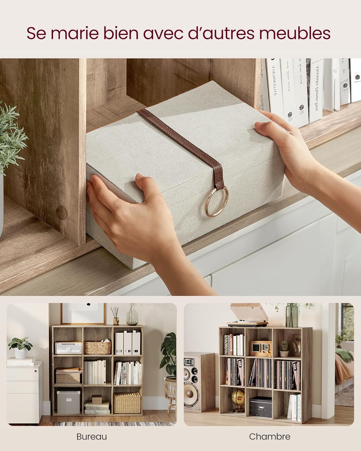 VASAGLE - bibliothèque cubique 9 compartiments - rangement sur pied LBC177K01