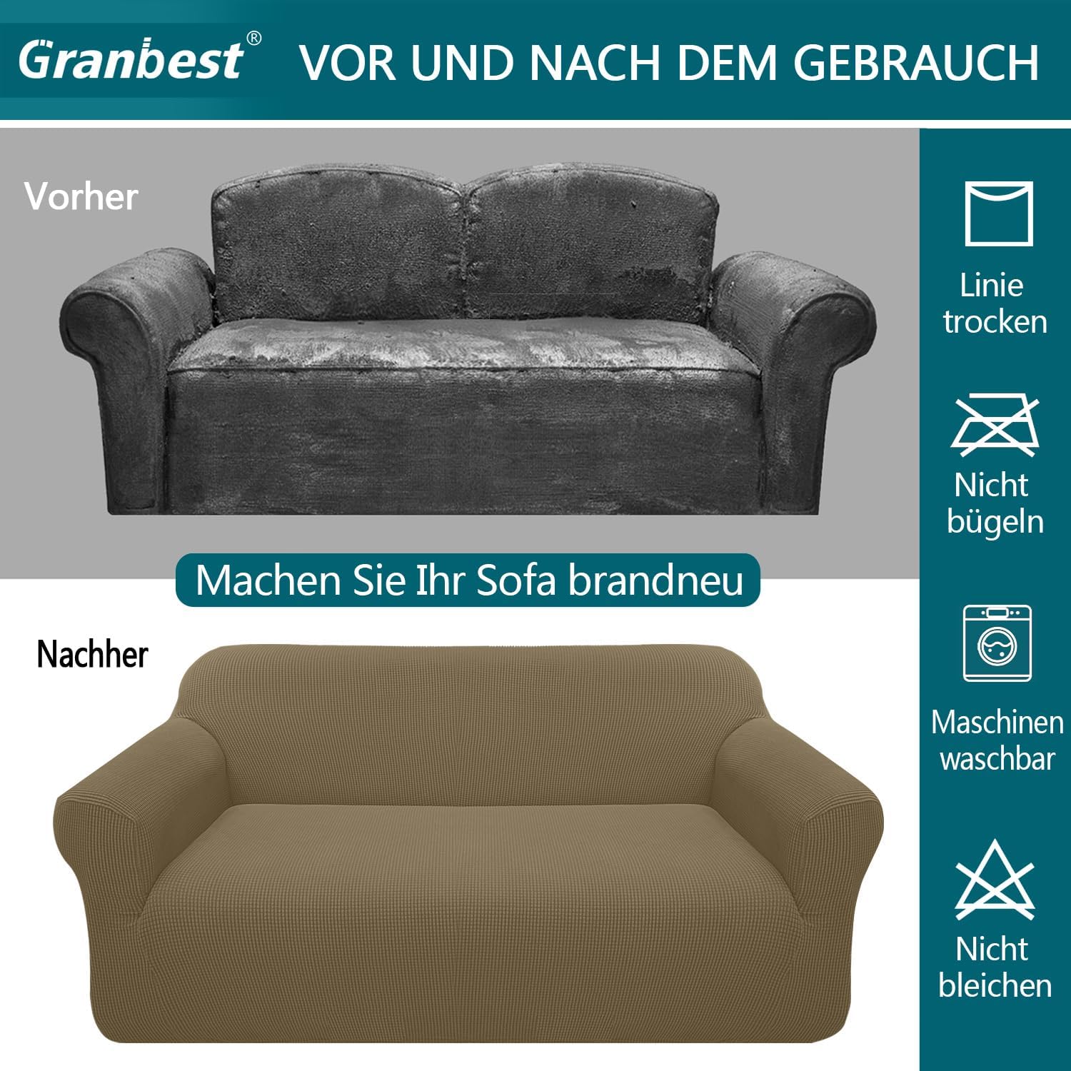 Granbest - housse de canapé jacquard - 3 places - extensible, protection animaux