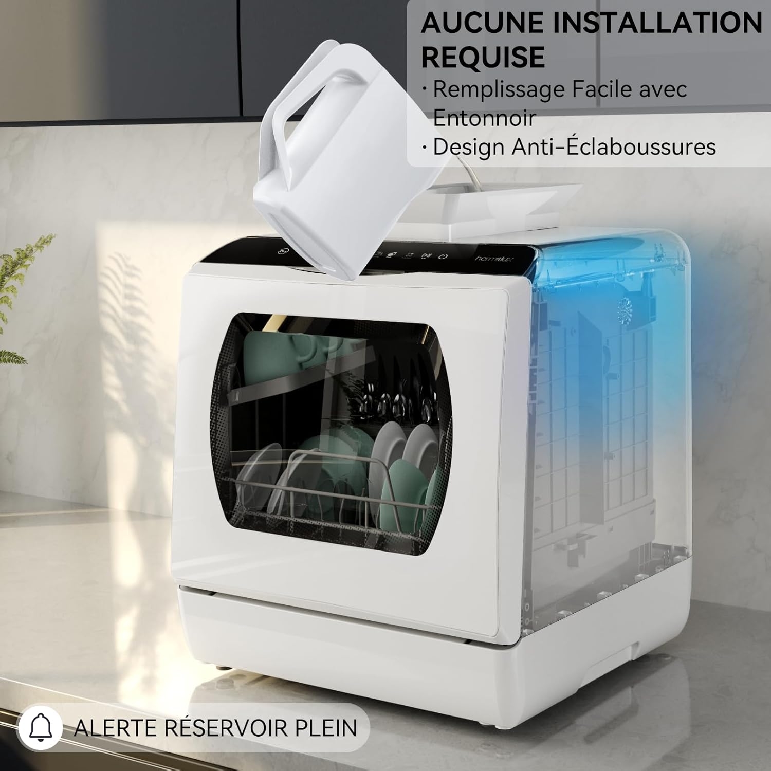 Hermitlux - Mini lave-vaisselle, 43 cm, 4 couverts, sans raccordement