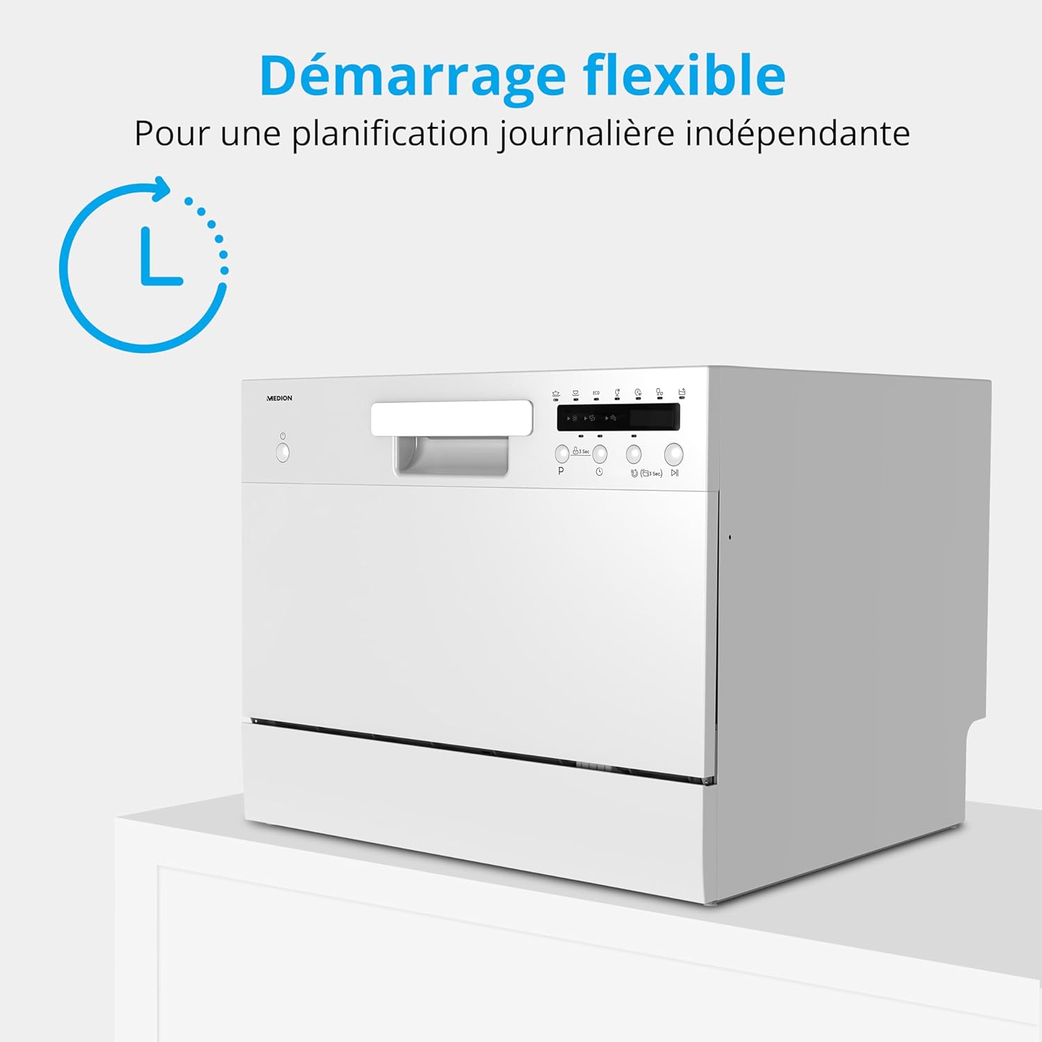 MEDION - Lave-vaisselle de table 6 couverts, 7 programmes, LED, 47 dB, MD37496