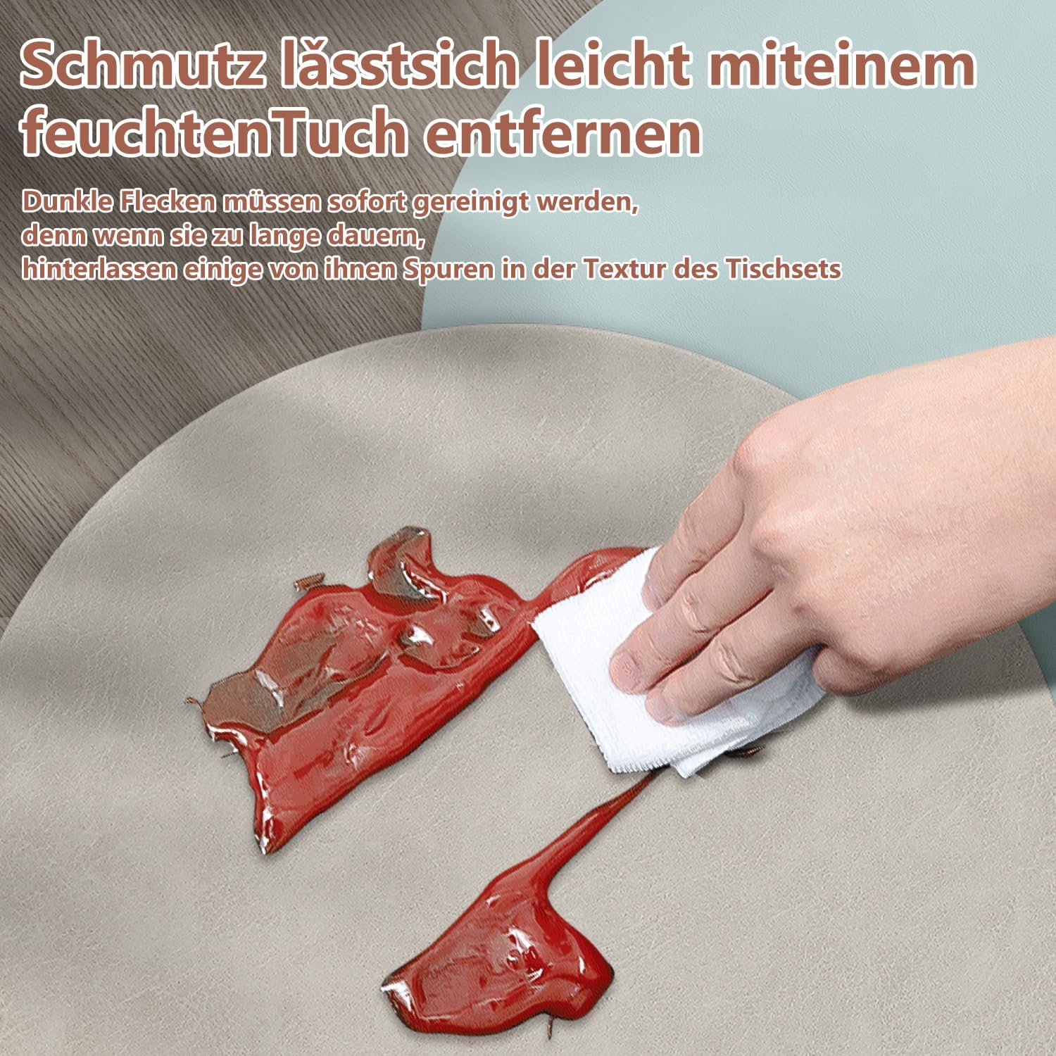 Set de table - rond PU double face 36x36cm antidérapant lavable