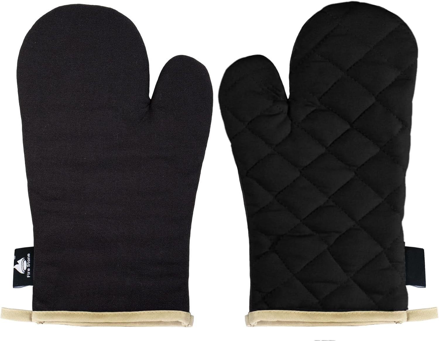Fire Stone - Gants de cuisine noirs - 1 paire - Résistants 250°C, certifiés UE