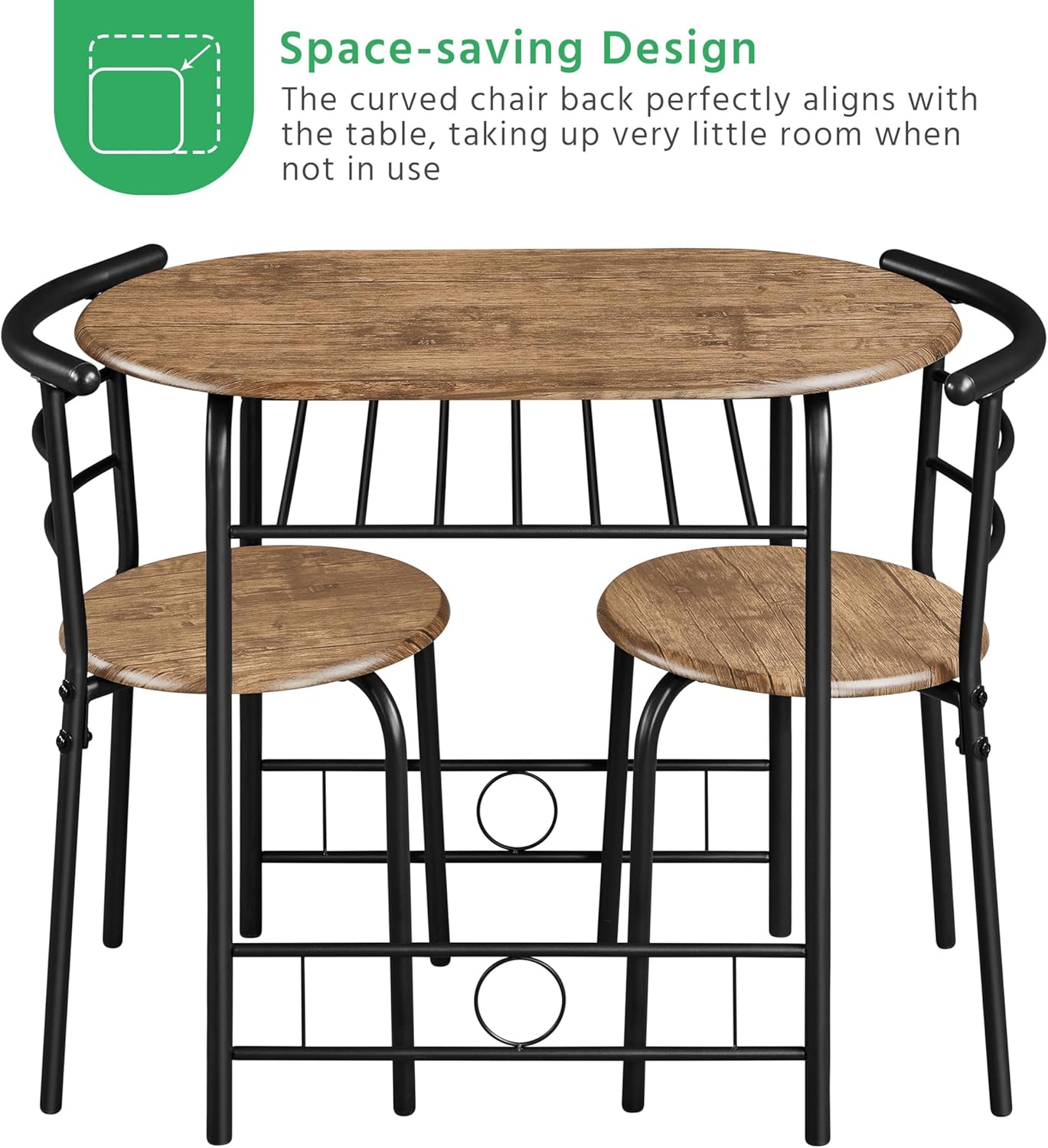 Yaheetech - Ensemble table ronde 3 pièces - 90x53x75,5 cm - bois MDF métal, porte-bouteilles