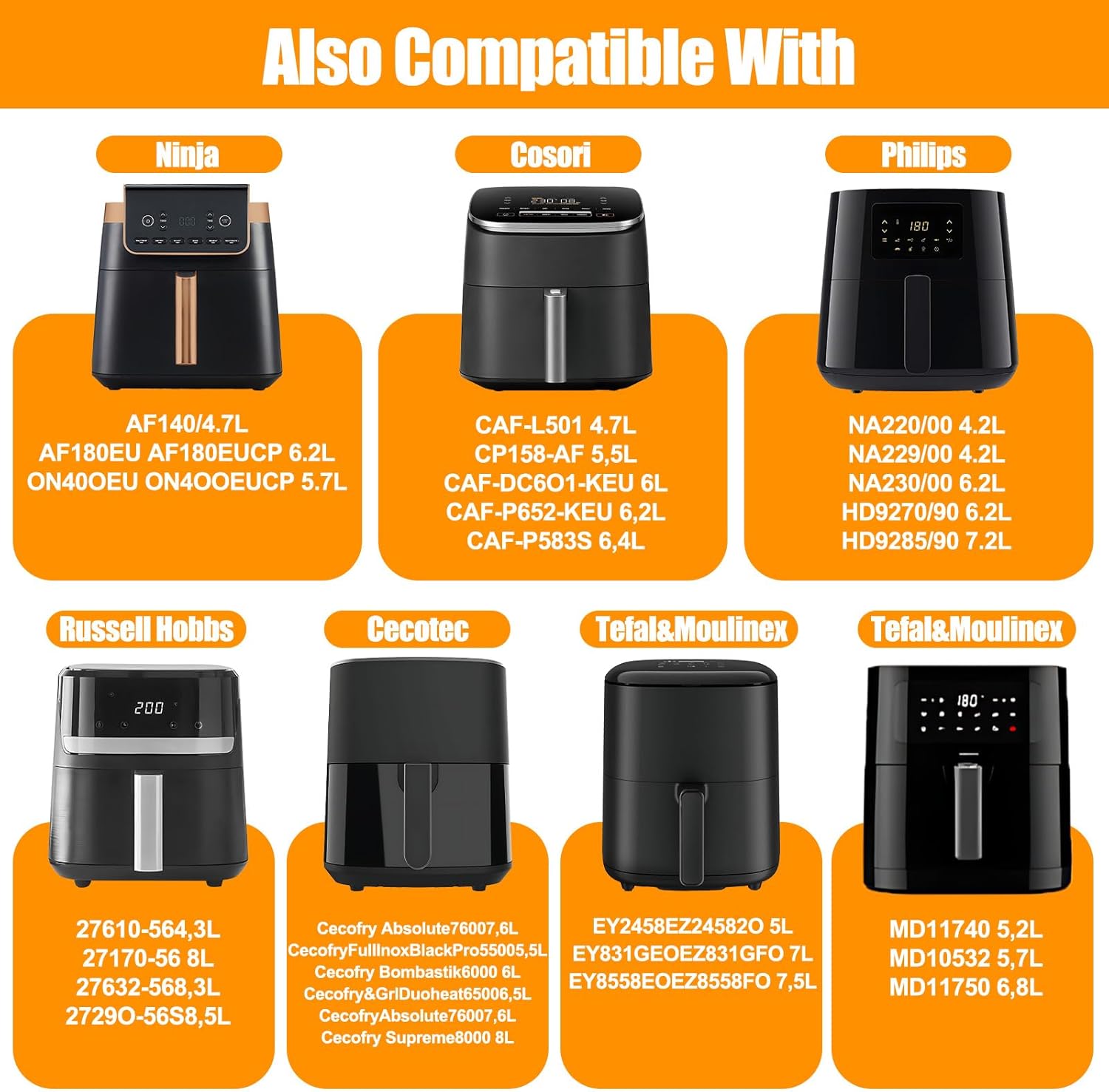 Accessoire Air Fryer - silicone, 20pcs, accessoires, compatibilité, AF180EU AF140EU