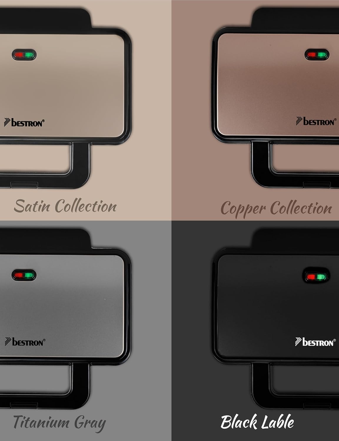 Bestron - appareil croque monsieur XL - 2 sandwichs coquille - réglage automatique de température, beige