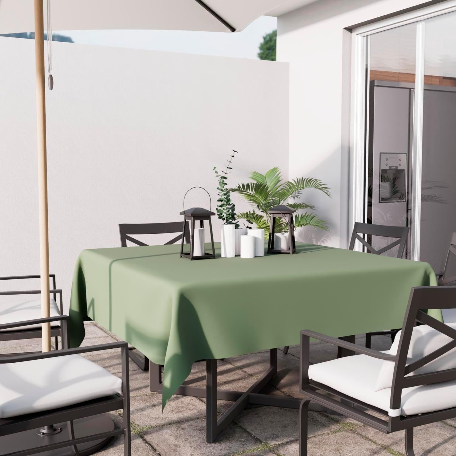 Soleil d'Ocre - Nappe Alix - 180x180 cm - polyester kaki, anti-taches