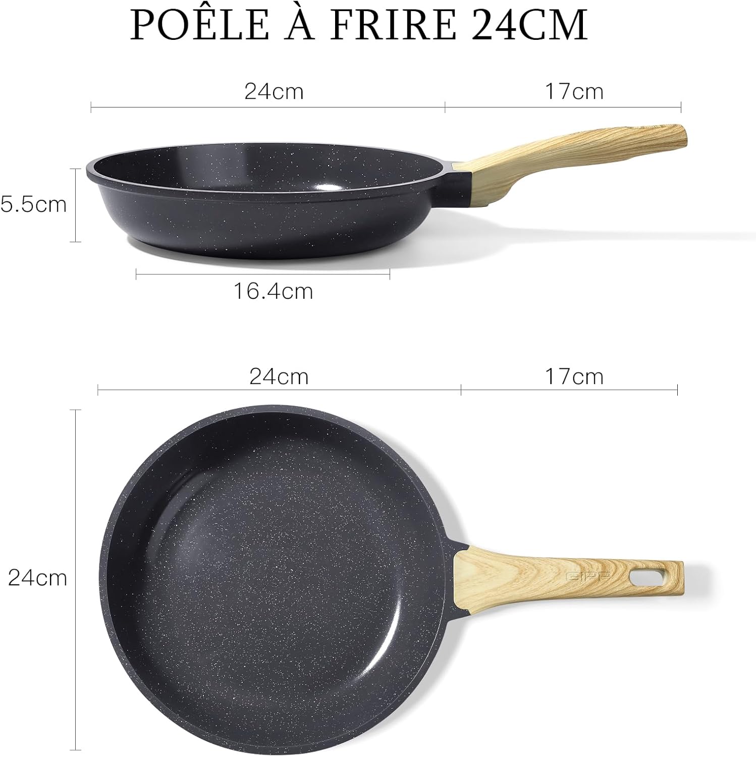 GiPP - poêle à frire en céramique - 24cm - antiadhésive, induction, sans PFAS/PFOA