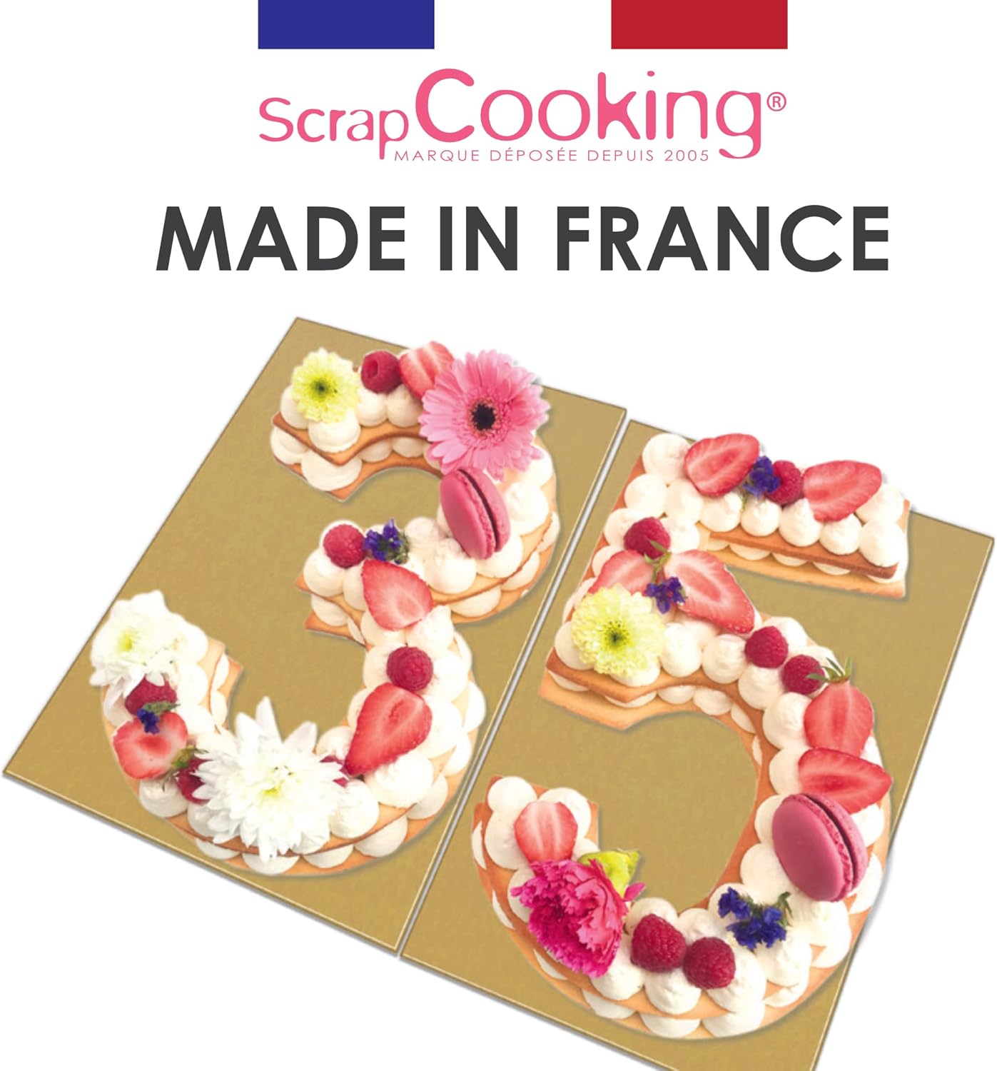 ScrapCooking - kit supports à gâteaux réversibles 30x20cm - carton doré/noir 5197