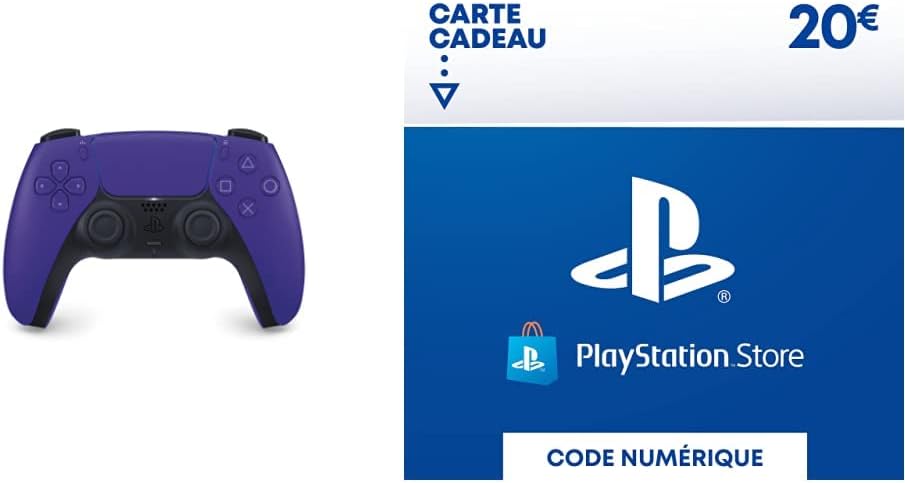 Sony - DualSense manette PS5 violet, offre carte PSN 20 EUR, ergonomique