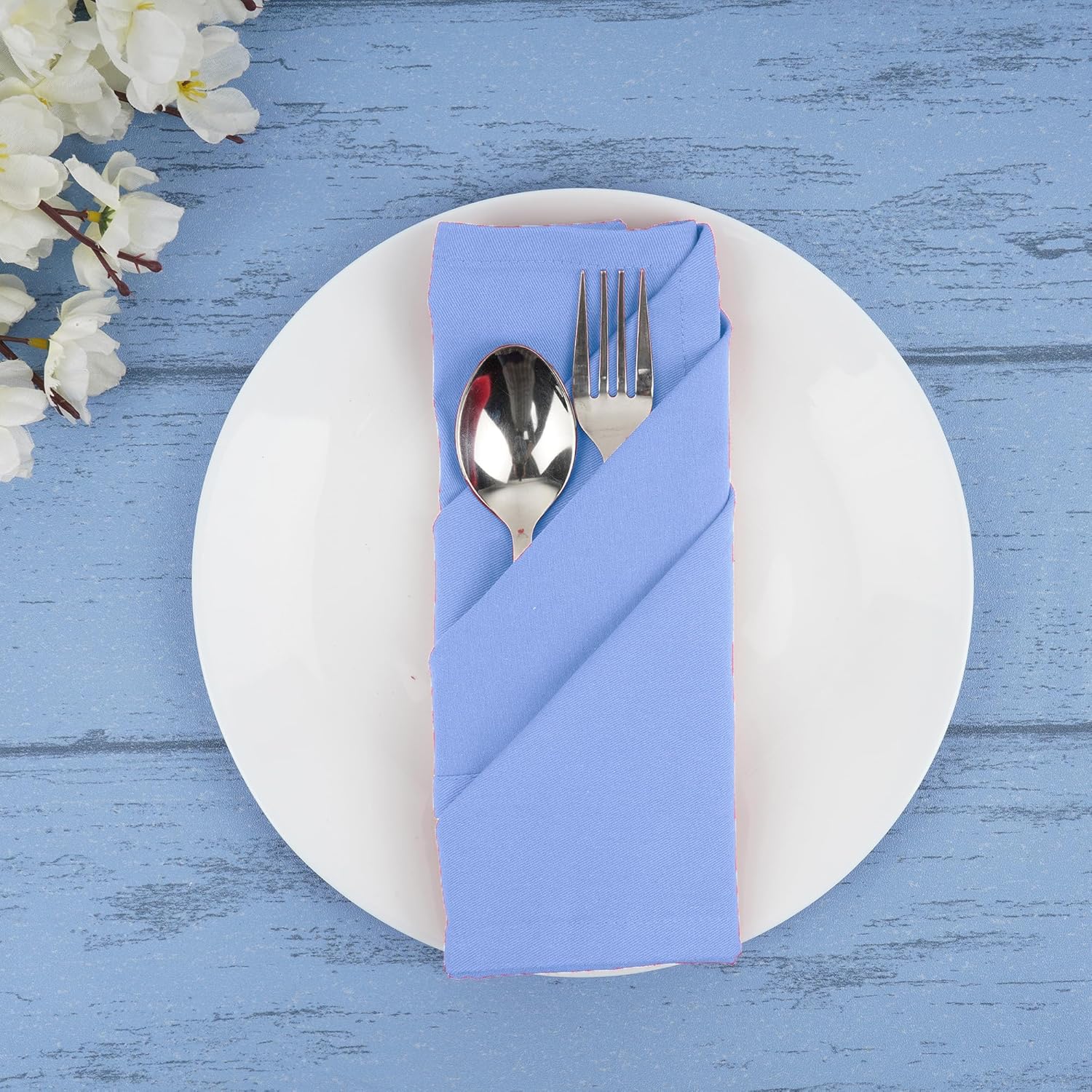 Sweet Needle - Lot de 12 serviettes 45x45 cm coton épais, coins arrondis