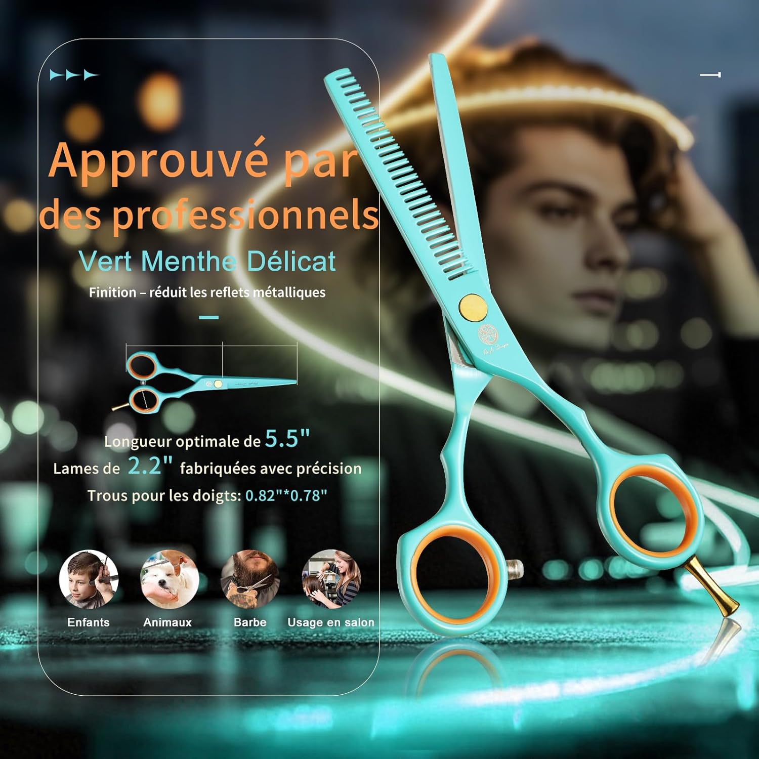 Purple Dragon - ciseaux de coiffure pro - 13,97 cm - vert, lames ultra-tranchantes