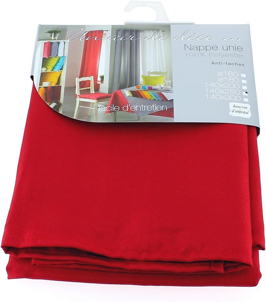 Nappe Ronde - polyester uni rouge - 180 cm - facile d'entretien
