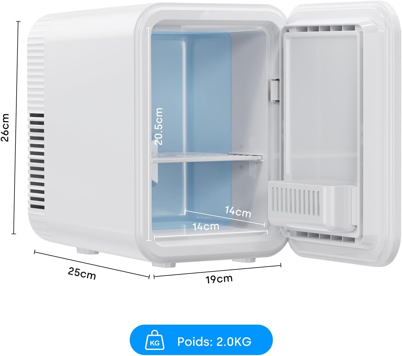 Enventor - Mini-Frigo 4L - compact, chaud/froid, 6 canettes, 12V/220V