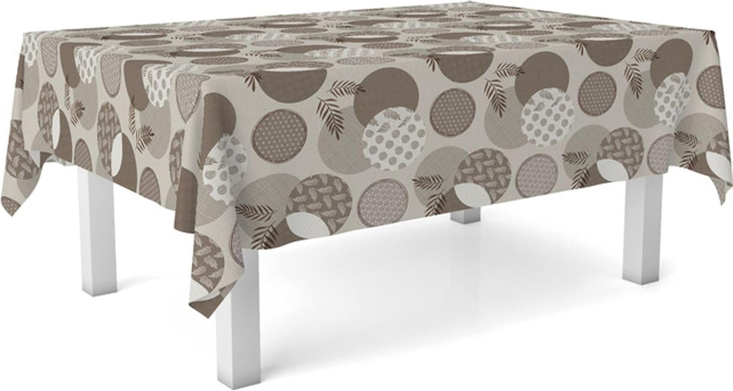 Nappe en toile cirée - Lens Brun - 300x140 cm - anti-taches, imperméable