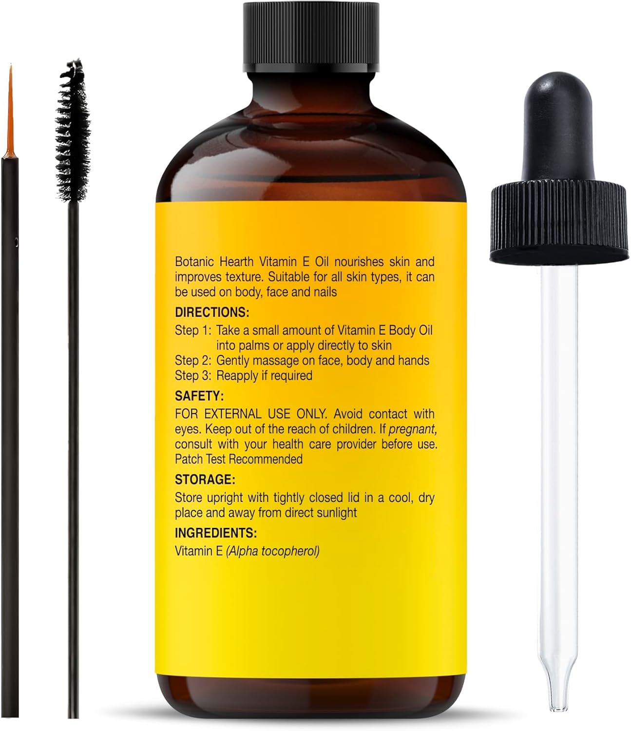 Botanic Hearth - Huile vitamine E 35 000 UI - 2 Fl oz - soin ongles, cheveux, cils, brosse incluse