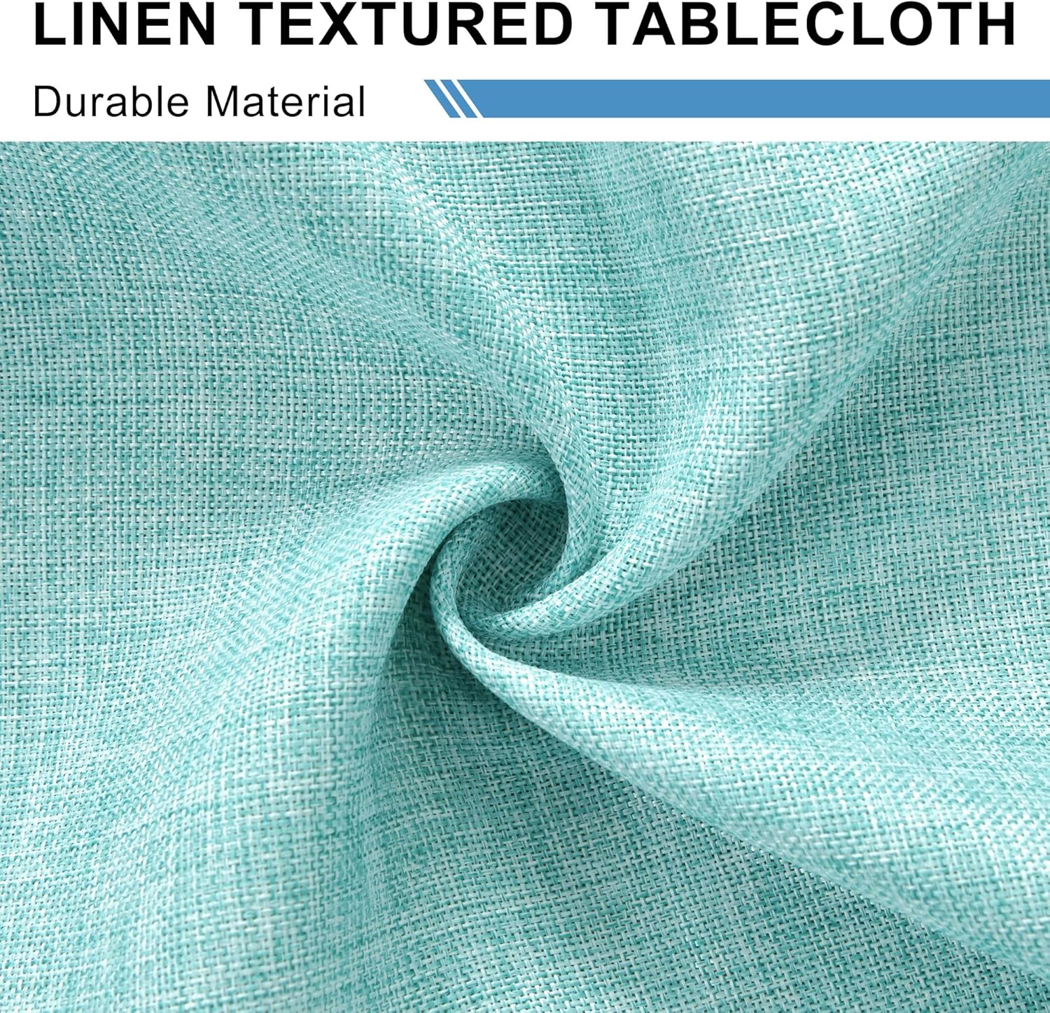 DWCN - Aqua Bleu nappe imperméable effet lin 135x135cm anti-tache