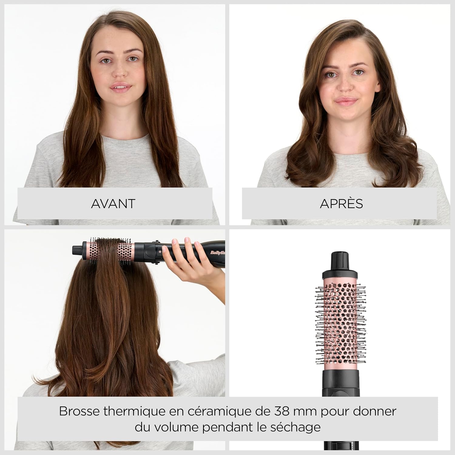 BaByliss - Brosse soufflante Smooth Finish - 1200W - 4-en-1, 3 températures, ionique - AS122E