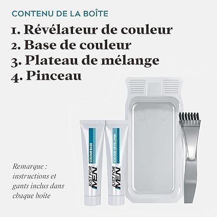 Just For Men - Barbe & Moustache - coloration naturelle, sans ammoniaque, élimine poils gris, peigne applicateur - Noir 