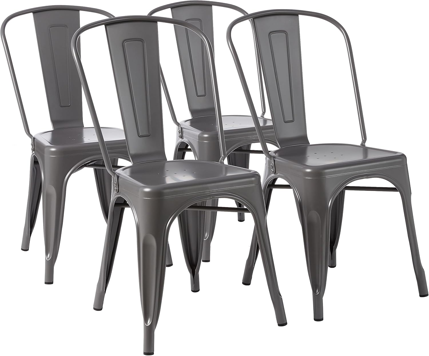 maxiidealz Basics - lot de 4 chaises empilables métal - 51x43x85 cm - dossier bistrot, intérieur/extérieur