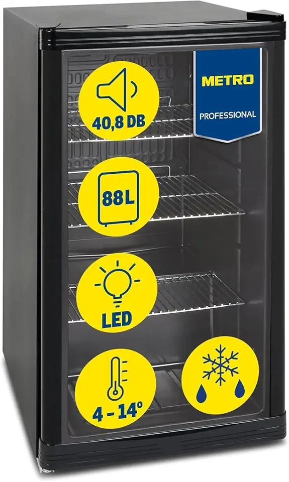 METRO - Réfrigérateur boissons - 43x49x83 cm, 88L, statique, noir, GPC1088