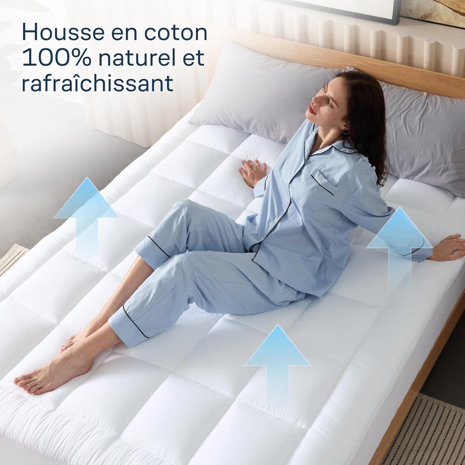Surmatelas - Double Confort Ultra-Doux, coton, 140x200cm, respirant