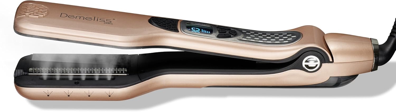 Saint Algue - Demeliss Lisseur vapeur titane, réservoir XL, 5 températures, tous cheveux TITANIUM