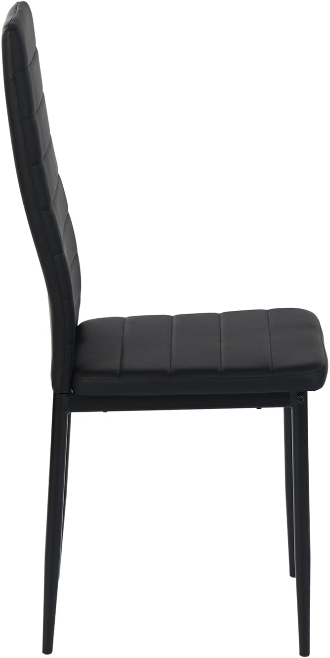 Chaise de salle à manger - lot de 4 - haut dossier, coussin, noir, imperméable