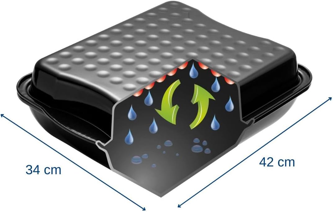 Dr. Oetker - Plat à gratin avec couvercle - 42x34x13 cm - Acier émaillé