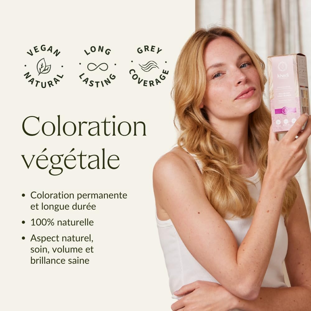 Khadi - coloration végétale blond clair - 100g - 100% naturelle, éclat blond