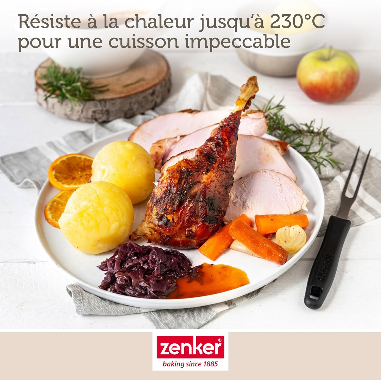 Zenker - plat à four XXL rectangle - 40x34x8 cm - acier noir, grande capacité, 7201