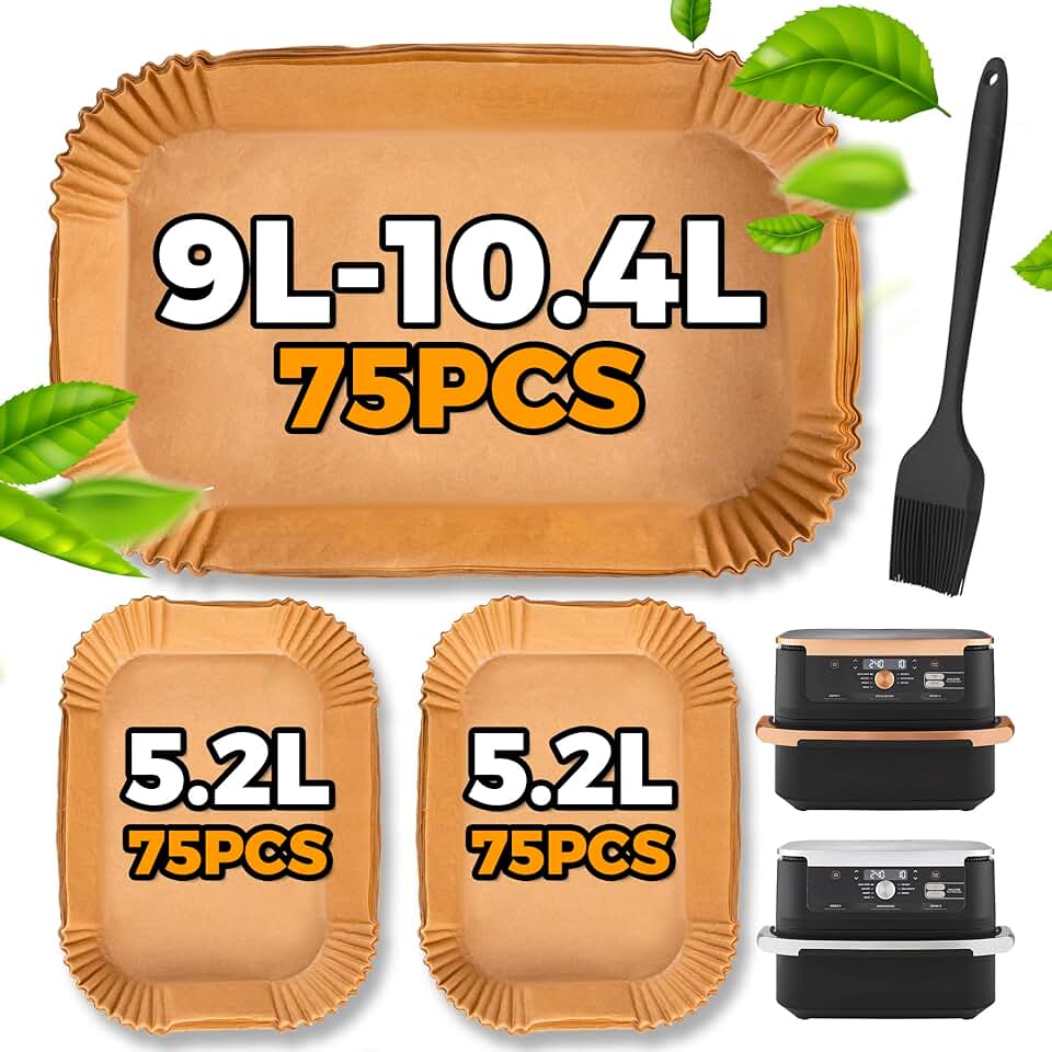 Doublures jetables air fryer - 225 pièces - 10,4L - compatibles Ninja, Cosori, Duronic - cuisson antiadhésive - AF500UK