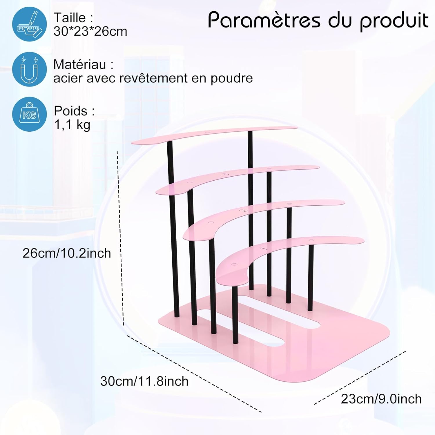 Étagère pour Tonie - présentoir métal, rangement 30-40 figurines, déco chambre enfant, coloris rose