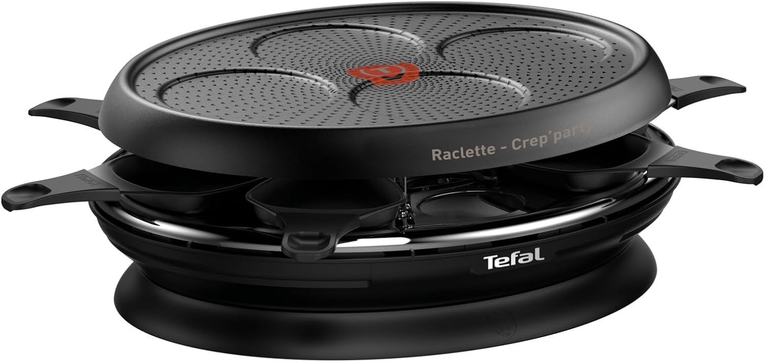 Tefal - raclette Crêp’Party - 1050W, antiadhésif, Thermo-Spot, rangement, RE320812