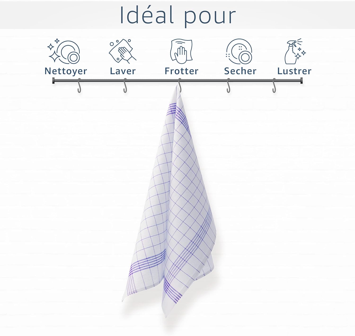 Amago - torchons lot de 10 - 50x70 cm - bleu absorbant