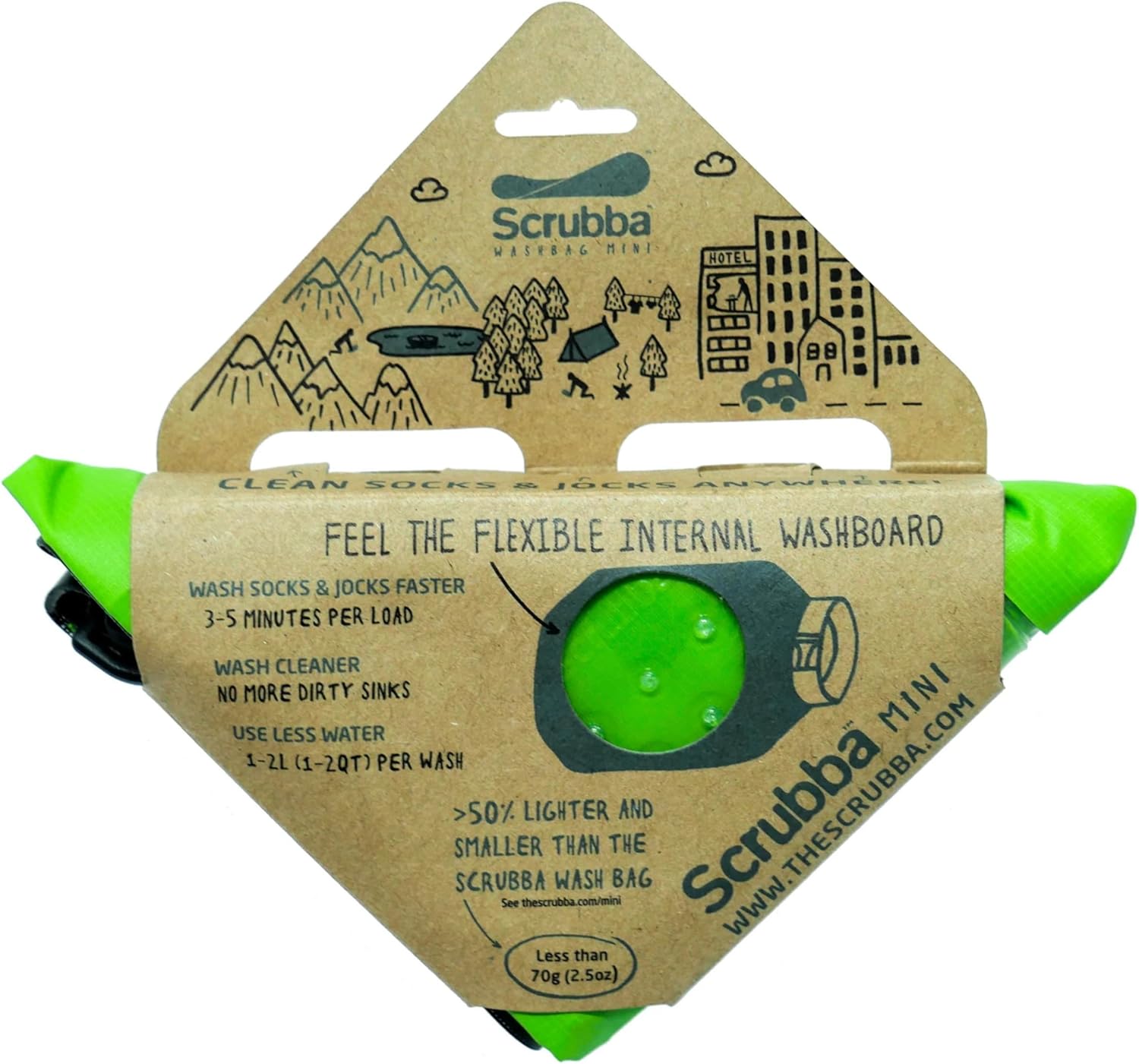 Scrubba - Mini sac de lavage portable ultra-compact, 70g, étanche