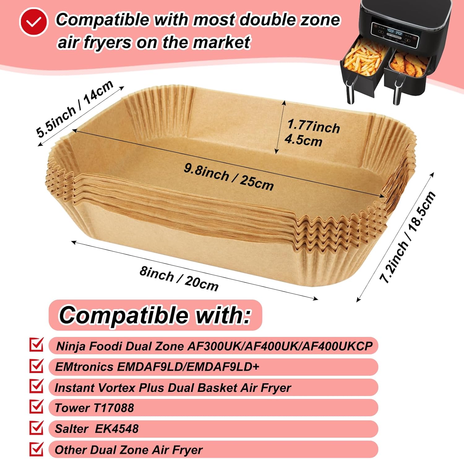 BYKITCHEN - papier cuisson air fryer - 150 pièces, 9,5L/7,6L, accessoire compatible grande capacité, AF300EU/AF400EU/SL4