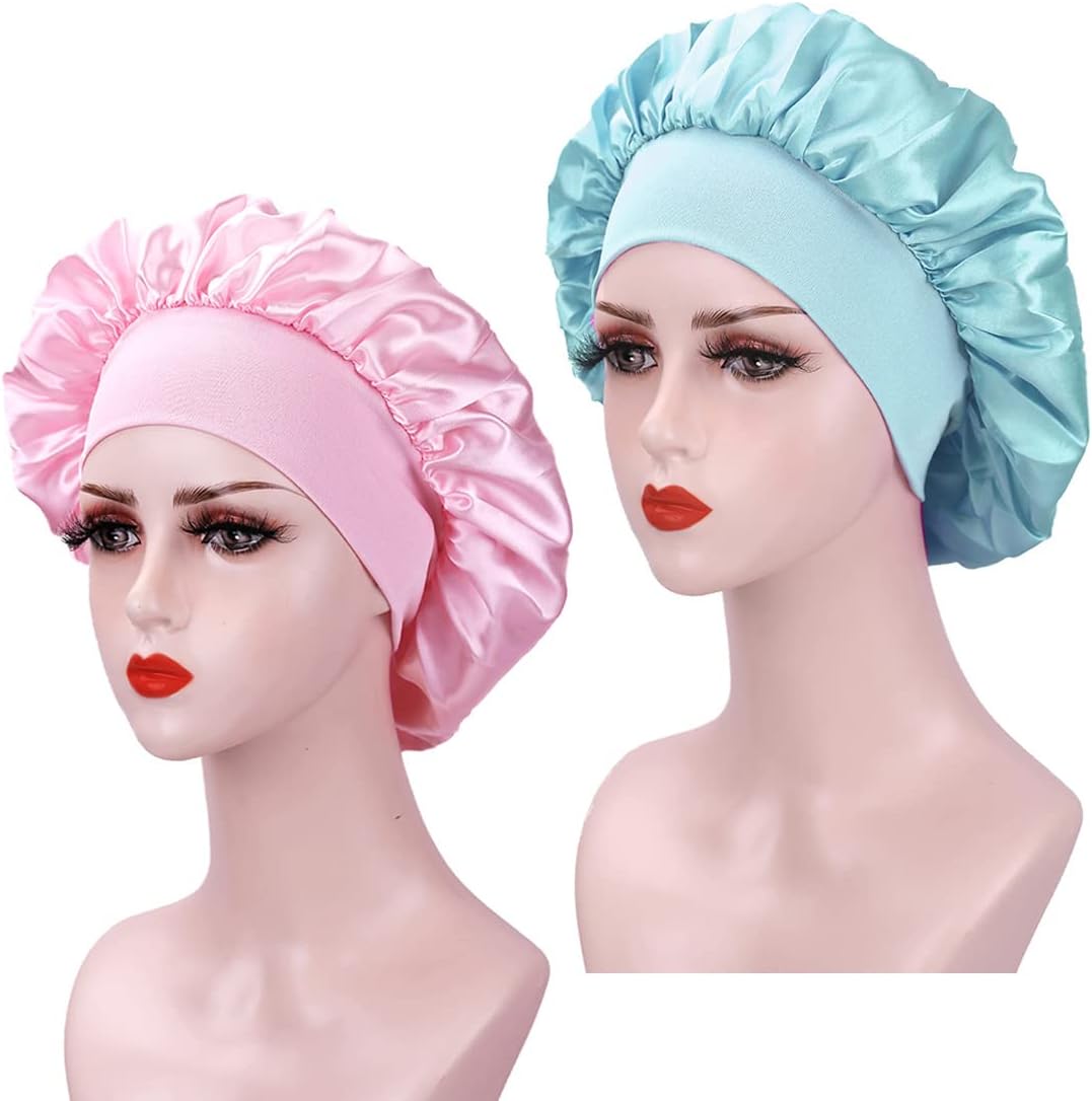 2 pièces bonnet satin nuit femme - soie - confort et protection cheveux