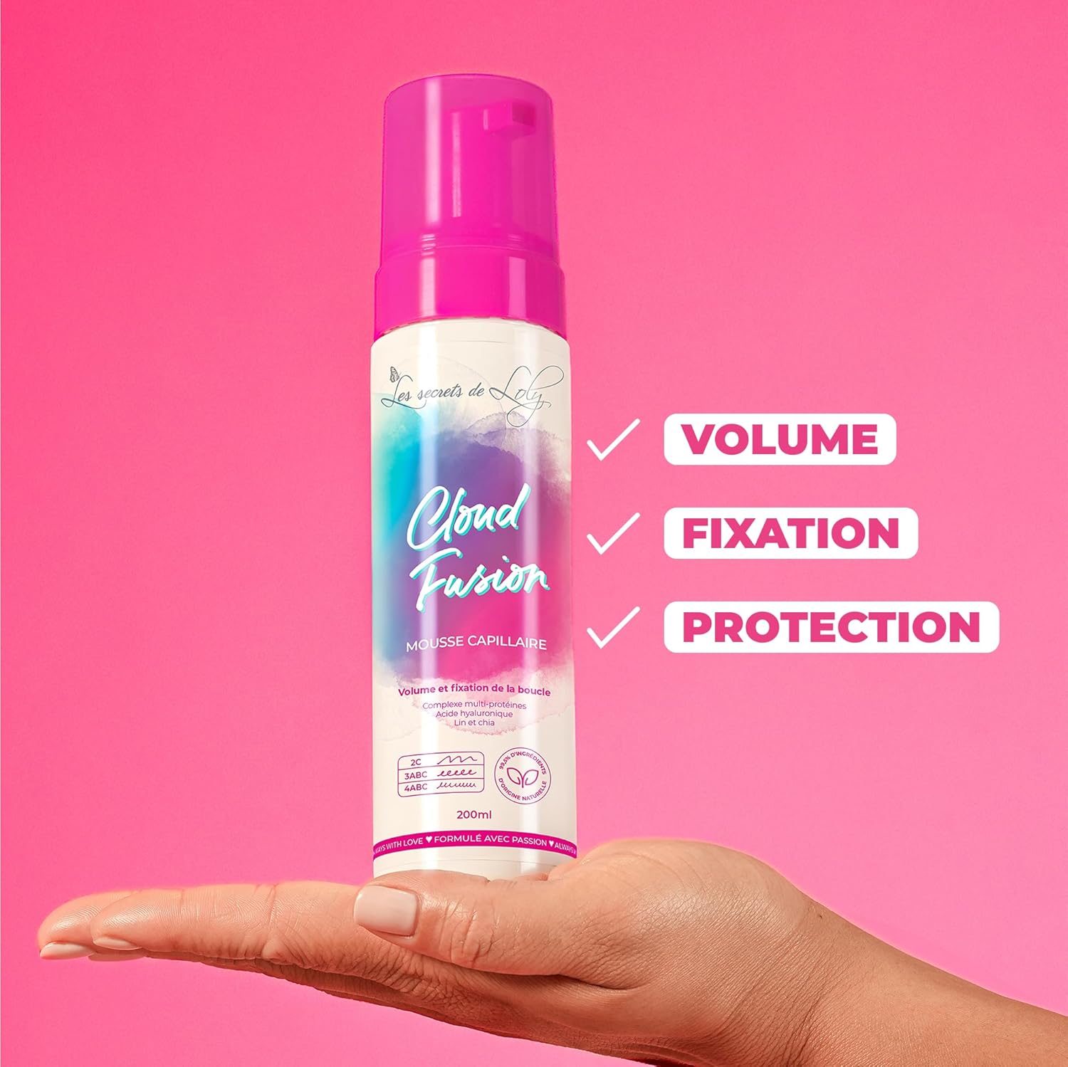 Les Secrets de Loly - Cloud Fusion - 200ml - mousse fixante volume et définition cheveux bouclés